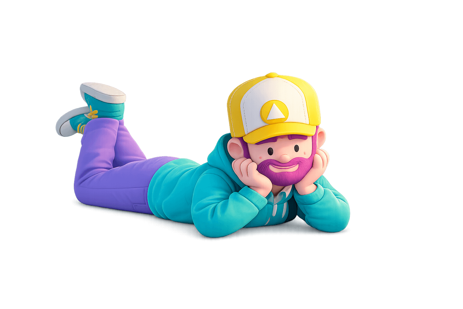 Character looking at stack