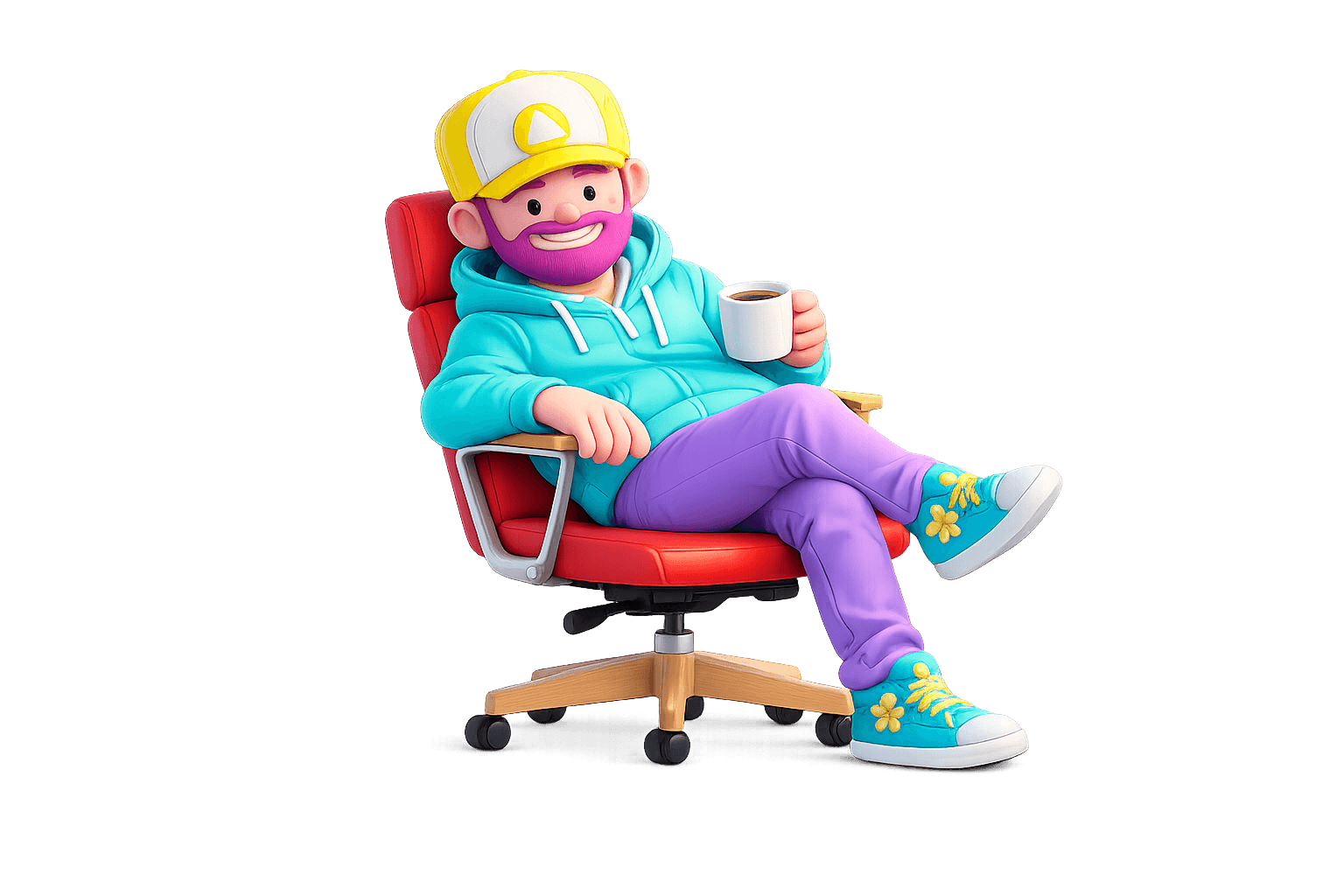 Maskot med kaffekopp